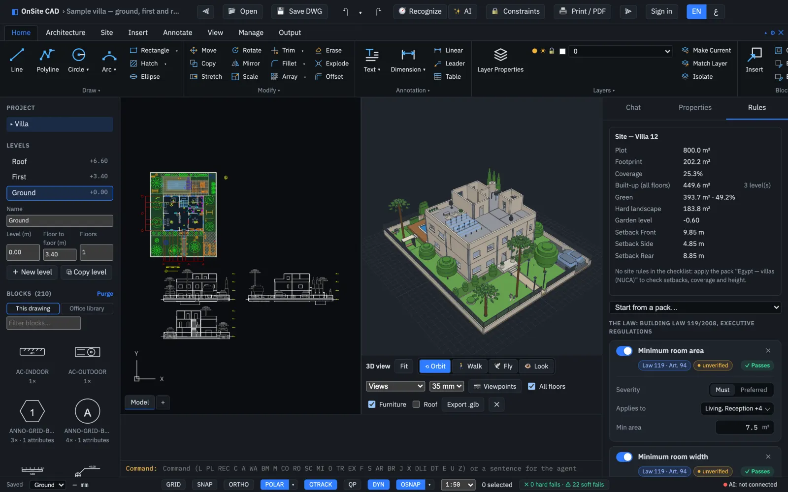 A villa in 3D on a tablet